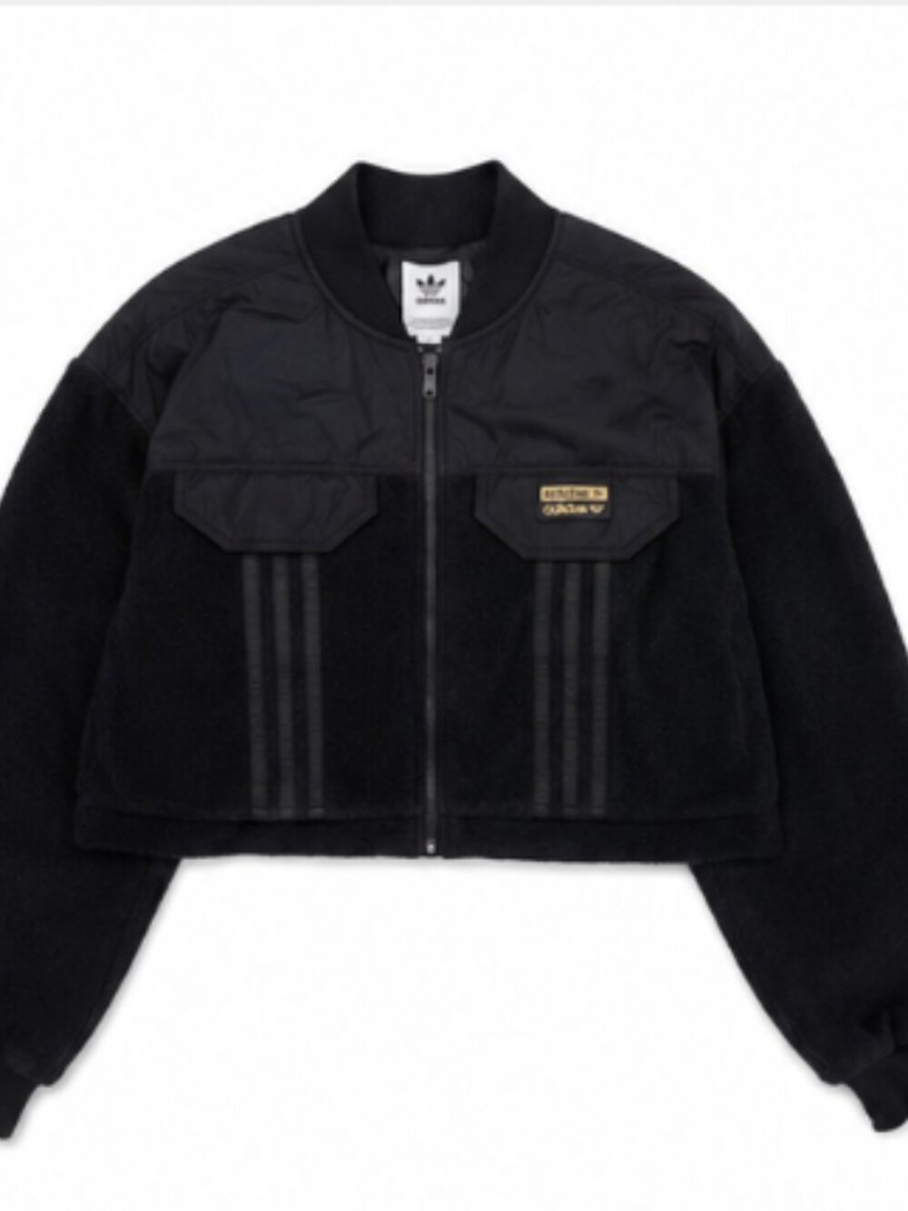Adidas Cropped Athletic Fleece Bomber Jacket